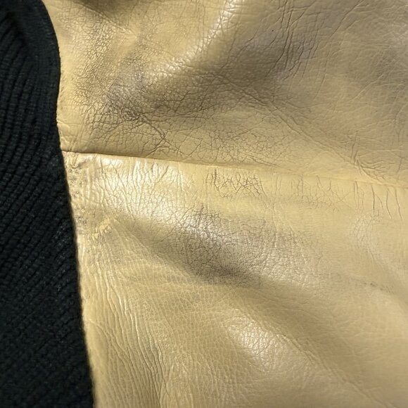 Vintage Sand Knit Doe Lon Letterman Varsity Jacket Mens 40 21x25 Chain Stitch - Picture 7 of 16